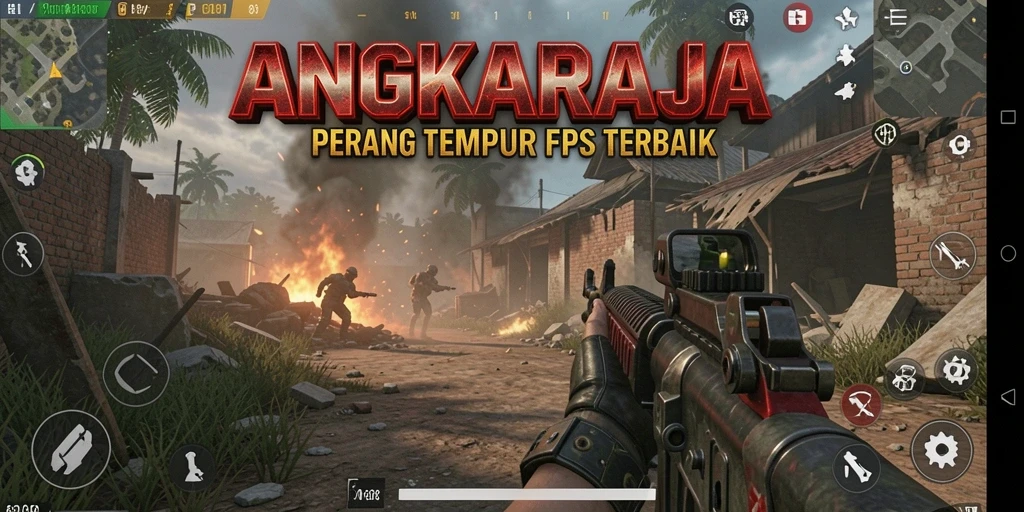 Gameplay intens di <strong>ANGKARAJA</strong> dengan aksi tembak-menembak yang seru.