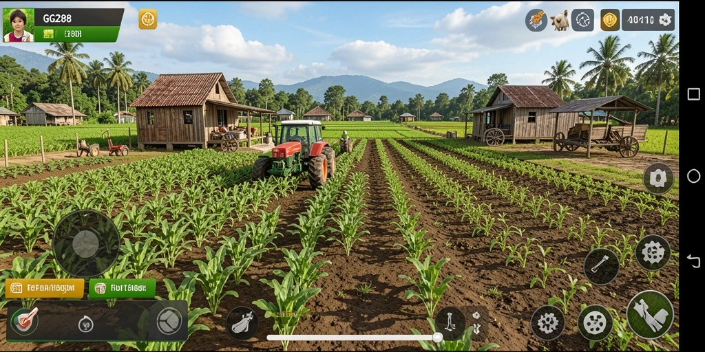 Tampilan gameplay GG288 yang menakjubkan dengan aktivitas bertani.