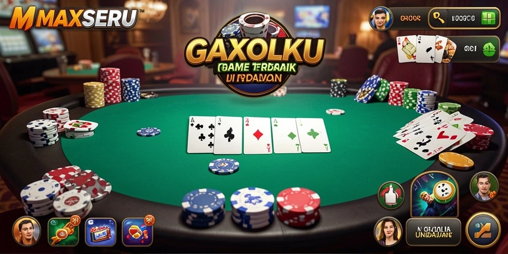 Tampilan gameplay poker di MAXSERU menawan dan interaktif.
