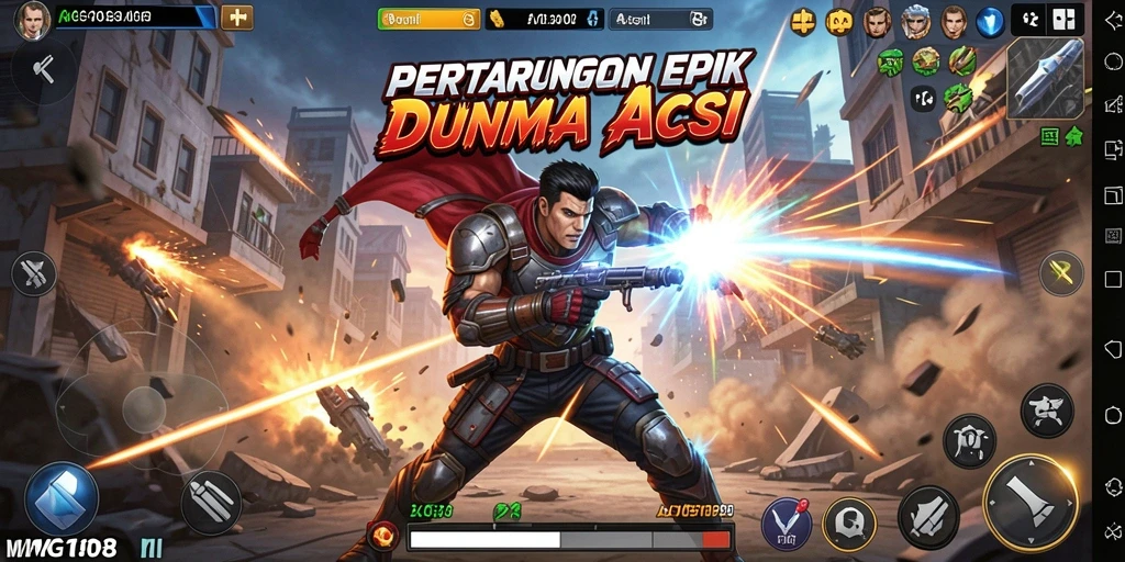 Screenshot gameplay MG108 menampilkan aksi bertarung seru dan karakter yang dinamis.