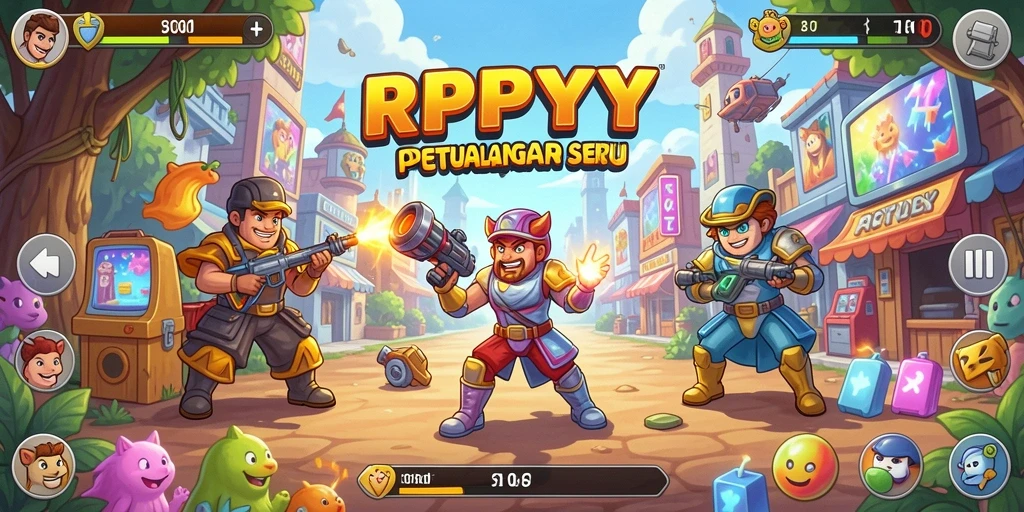 Tampilan gameplay seru dalam RPYYY yang menantang dan penuh warna.