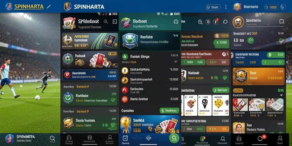 Tampilan utama SPINHARTA dengan berbagai pilihan taruhan olahraga.