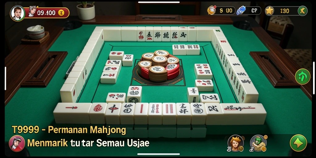 Tampilan gameplay seru T9999 dengan grafis Mahjong yang menawan.