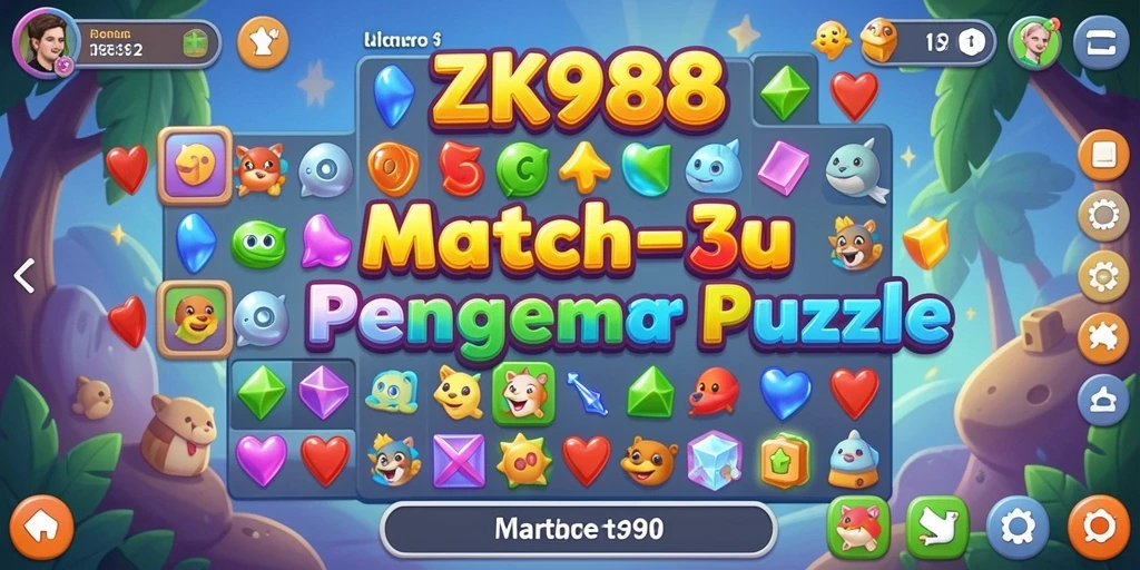 Tampilan gameplay <strong>ZK988</strong> dengan objek warna-warni yang seru.